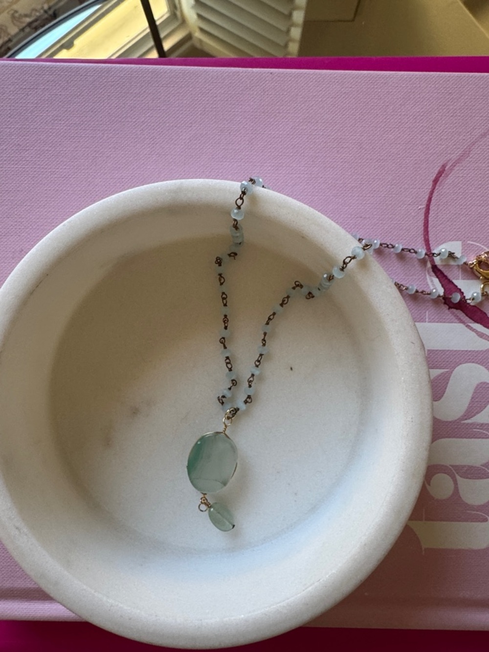 Delicate Seafoam Green Beaded Pendant Necklace